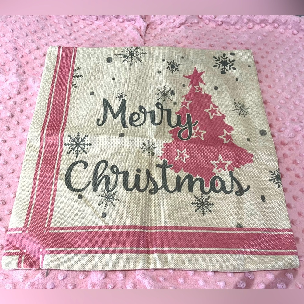 🔆Merry Christmas Burlap Accent Pillow Cover
